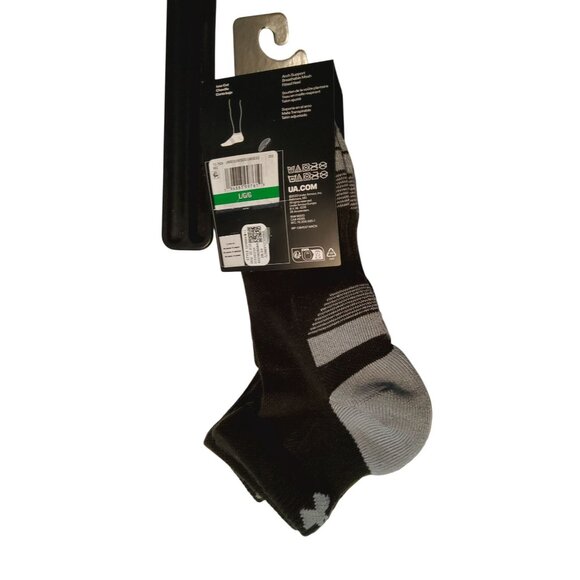 Under Armour Mens Performance Tech Crew Socks 3-Pack Black & Gray L - Picture 3 of 3